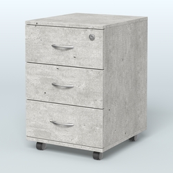 Тумба мобильная с 3 ящиками и замком Индиго Вуд, цвет дуб светлый + белый, Метрополитан Грей