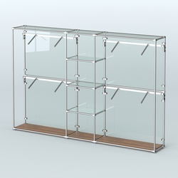 Торговая система ХРОМ (задняя стенка - стекло) 3030 мм с прозрачными полками и поручнями №8, Орех