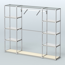 Торговая система ХРОМ без ДСП 2430 мм с зеркальными полками и поручнями №11, Крем Вайс