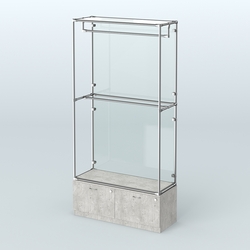 Торговая система ХРОМ (задняя стенка - стекло) 1200 мм №1-3 с тумбой Т-15 и поручнями, Метрополитан Грей