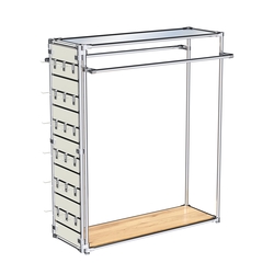 Хромированный стенд-вешало ETD-38 №1-4 (торец-ЭП) с полкой Зеркало 4мм, Дуб Золотистый