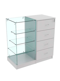 Прилавок двухсекционный Истра с тремя прозрачными полками №12+13, Серый