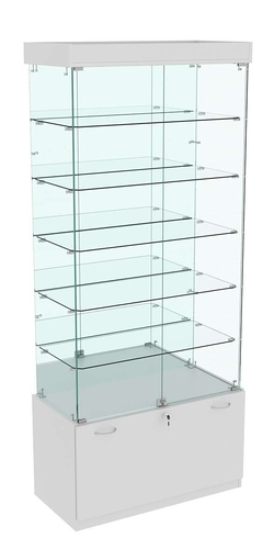 Витрина Кристалл №503 прямоугольная (задняя стенка - зеркало), Серый