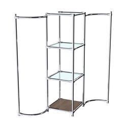 Хромированное вешало ВОЛНА №1-1 с полками стекло 6 мм, Орех