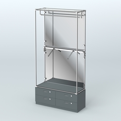 Торговая система ХРОМ (задняя стенка - зеркало) 1200 мм №2-2 с тумбой Т-14 и поручнями, Темно-Серый