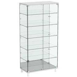 Витрина РОНДО №4-4 на ножках (задняя стенка зеркало), Серый