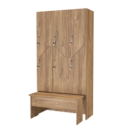 Шкаф для раздевалок сзадвижной скамейкой КОМБО-Элегия №3-2Б, Дуб Канзас коричневый