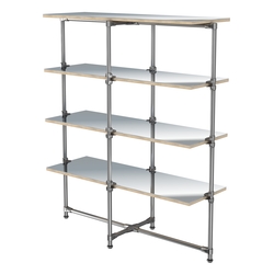 Хромированный стенд Прогресс №1-5 (с полками Зеркало 4мм), Дуб Сонома