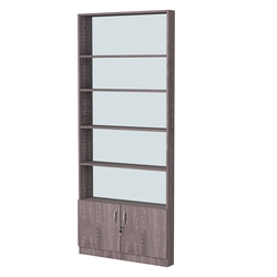 Стеллаж из ДСП с 4-мя полками 100x900 мм серии LEVEL-4 №8-2 (З/C - ЗЕРКАЛО), Ясень Анкор темный