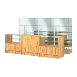 Комплект низких витрин ХП-07 и прилавков ЭК-3, Дуб Золотистый