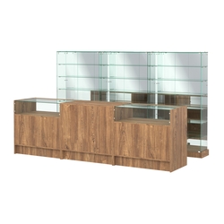 Комплект низких витрин ХП-11 и прилавков ЭК-2, Дуб Канзас коричневый