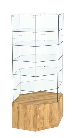 Витрина "Истра" угловая №9118, шестигранная (З.С-стекло) без дверей, Дуб Золотистый