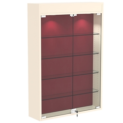 Настенная витрина с бархатом серии БАРОН №2-3А (четыре полки), Крем Вайс + 07 Red