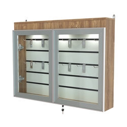 Витрина настенная №3-2Б широкая со встроенной подсветкой  серии Collecto, Дуб Канзас коричневый