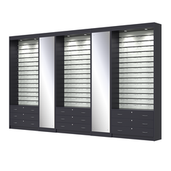 Комплект витрин под очки №11+1+11+1+11 (открытый доступ), Антрацит