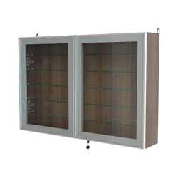 Витрина настенная №3-5А широкая с пятью стеклянными полками серии Collecto, Орех