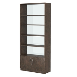 Стеллаж из ДСП с 4-мя полками 400x900 мм серии LEVEL-4 №14-1 (З/C - СТЕКЛО), Дуб Венге