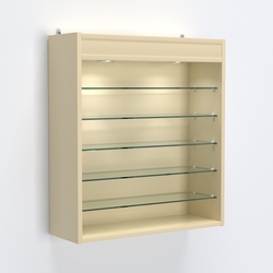 Витрина настенная №201-7Г открытая с пятью полками и верхним светом, Крем Вайс