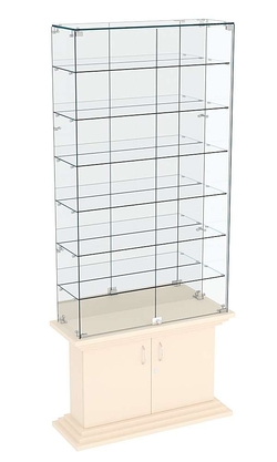 Витрина узкая с 6-ю полками зеркальная ЦИТАДЕЛЬ №34, Крем Вайс