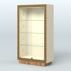 Низкая закрытая витрина с декором НБА-5С, Крем Вайс + Орех