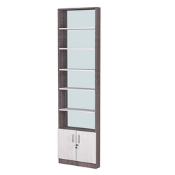 Стеллаж из ДСП с 5-ю полками 100x600 мм серии LEVEL-5 №1-2 (З/C - ЗЕРКАЛО), Ясень Анкор темный + Ясень Анкор светлый