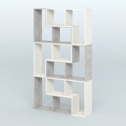 Высокий торговый стеллаж Лофт №3 шестимодульный, Метрополитан Грей + Белый