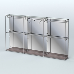 Торговая система ХРОМ (задняя стенка - зеркало) 3600 мм с поручнями №8, Ясень Анкор темный