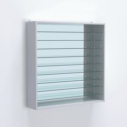 Витрина настенная №204-6Г зеркальная с девятью прозрачными полками, Серый