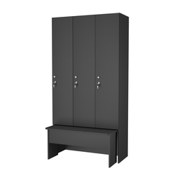 Шкаф для раздевалок с задвижной скамейкой КОМБО-Соло №3-2, Черный