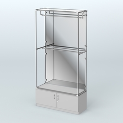 Торговая система ХРОМ (задняя стенка - зеркало) 1200 мм №1-4 с тумбой Т-21 и поручнями, Серый