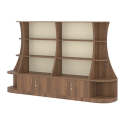 Пристенный низкий стеллаж ГАРАНТ №2, Орех + Крем Вайс