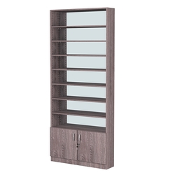 Стеллаж из ДСП с 7-ю полками 200x900 мм серии LEVEL-7 №10-2 (З/C - ЗЕРКАЛО), Ясень Анкор темный