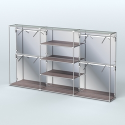 Торговая система ХРОМ (задняя стенка - зеркало) 3600 мм с полками ДСП и поручнями №5, Ясень Анкор темный