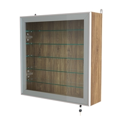 Витрина настенная №1-5А с пятью прозрачными полками серии Collecto, Дуб Канзас коричневый