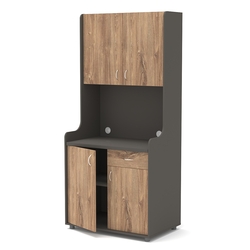 Офисная мини-кухня ЭЛЕГИЯ №2А, Черный + Дуб Канзас Коричневый