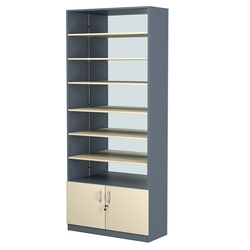 Стеллаж из ДСП с 6-ю полками 350x900 мм серии LEVEL-6 №13-2 (З/C - ЗЕРКАЛО), Темно-серый + Крем Вайс