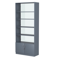 Стеллаж из ДСП с 4-мя полками 400x900 мм серии LEVEL-4 №14-1 (З/C - СТЕКЛО), Темно-Серый