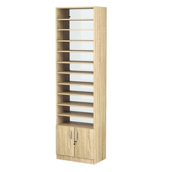 Стеллаж из ДСП с 10-ю полками 350x600 мм серии LEVEL-10 №6-1 (З/C - СТЕКЛО), Дуб Сонома