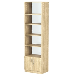 Стеллаж из ДСП с 4-мя полками 400x600 мм серии LEVEL-4 №7-1 (З/C - СТЕКЛО), Дуб Сонома