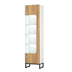 Витрина Монти №4-П левая, Белый + Дуб канзас коричневый