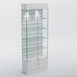 Витрина СЕТЬ №5-П с экономпанелью и полками, Белый