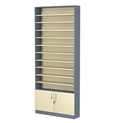 Стеллаж из ДСП с 10-ю полками 200x900 мм серии LEVEL-10 №10 (З/C - ДВП), Темно-серый + Крем Вайс