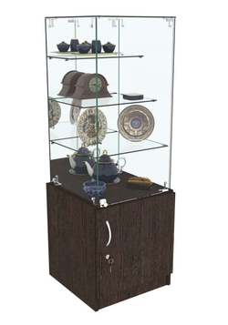 Торговый пристенный прилавок Зеркало с хромированными замками №306 (закрытый), Дуб Венге