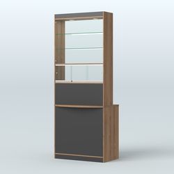 Высокая витрина-прилавок Эконом №3В, Орех + Черный