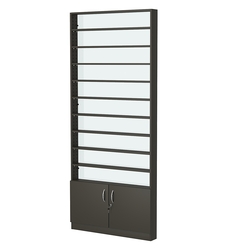 Стеллаж из ДСП с 9-ю полками 100x900 мм серии LEVEL-9 №8-1 (З/C - СТЕКЛО), Черный