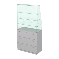 Закрытый прилавок с наклонным фасадным стеклом Селена-115, Серый