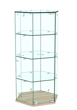 Витрина Истра настольная шестигранная №5 (прозрачная), Дуб сонома