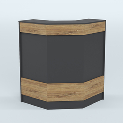 Ресепшен серии ПРАЙМ №3Б угловой, Черный + Дуб Канзас Коричневый