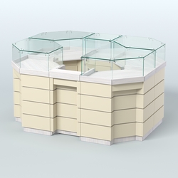 Торговый островок GOLD №1 (3,13 кв.м), Ясень Анкор светлый и Крем Вайс