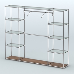 Торговая система ХРОМ без ДСП 2430 мм с прозрачными полками и поручнями №11, Орех